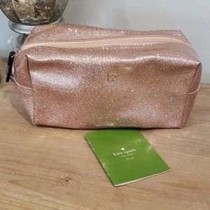 Kate Spade sparkle pink vinyl makeup bag